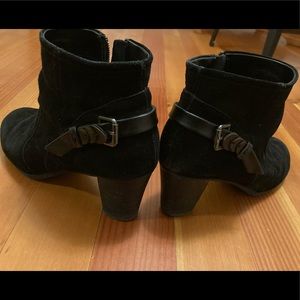 Black suede heeled booties
